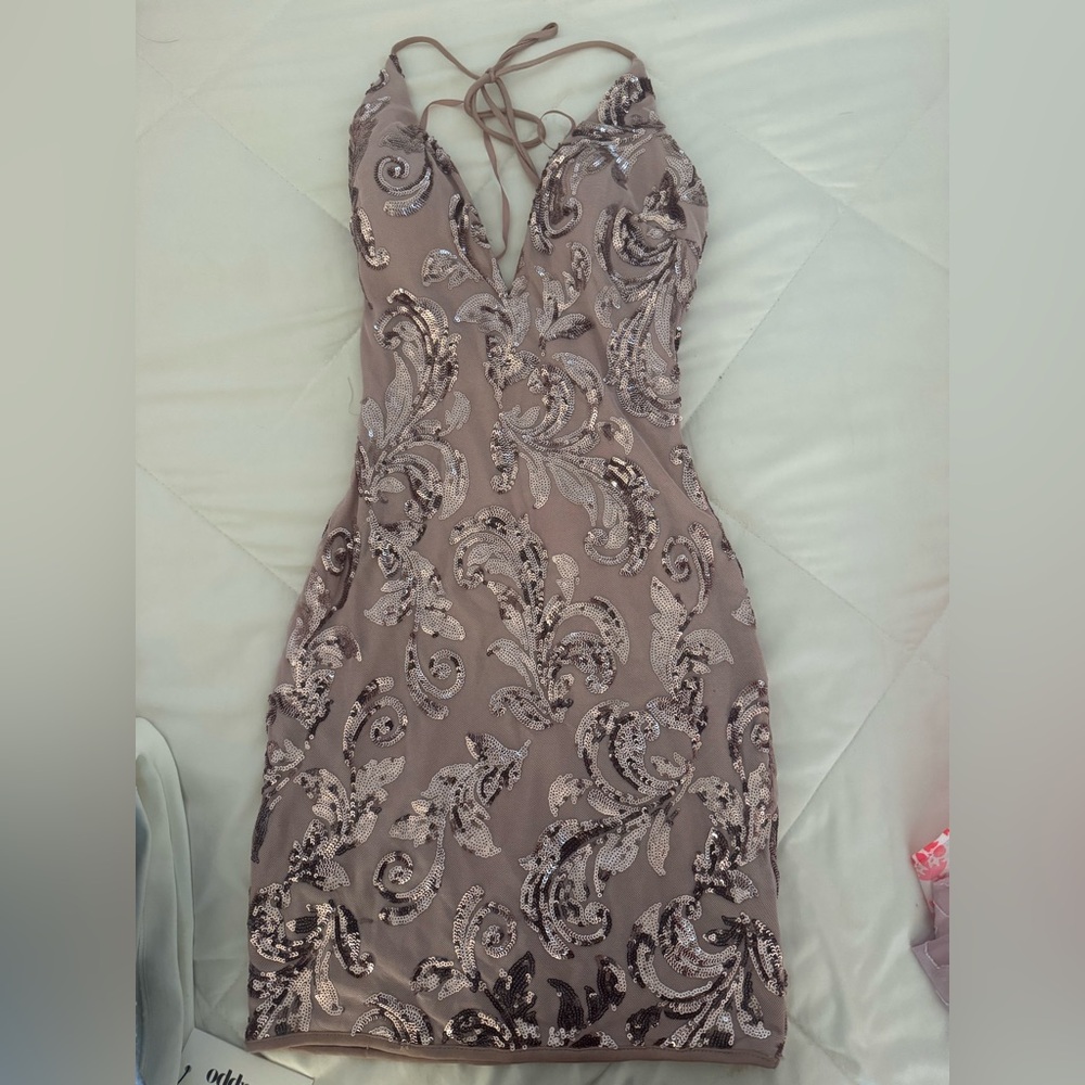 Windsor Taupe Sequin Mini Dress
